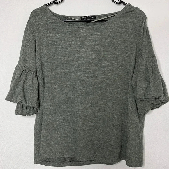 Cable and Gauge | Flutter Sleeve Top in Olive Green | Sz XL - Picture 1 of 6